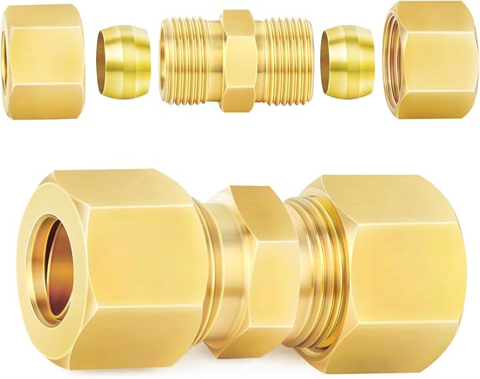 ChillWaves Brass Compression Tube Fitting, 3/4" OD x 3/4" OD Compression Union Connector(2-PACK)