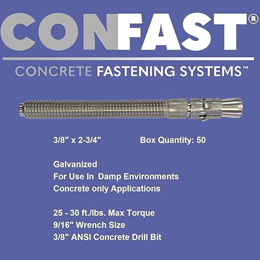 CONFAST 3/8" x 2-3/4" Galvanized Wedge Anchor (Box of 50)