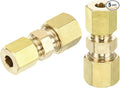 uxcell 5Pcs Brass Compression Tube Fitting, 3/16" Tube OD x 1/4" Tube OD Connector Straight Coupling Adapter Union Fittings