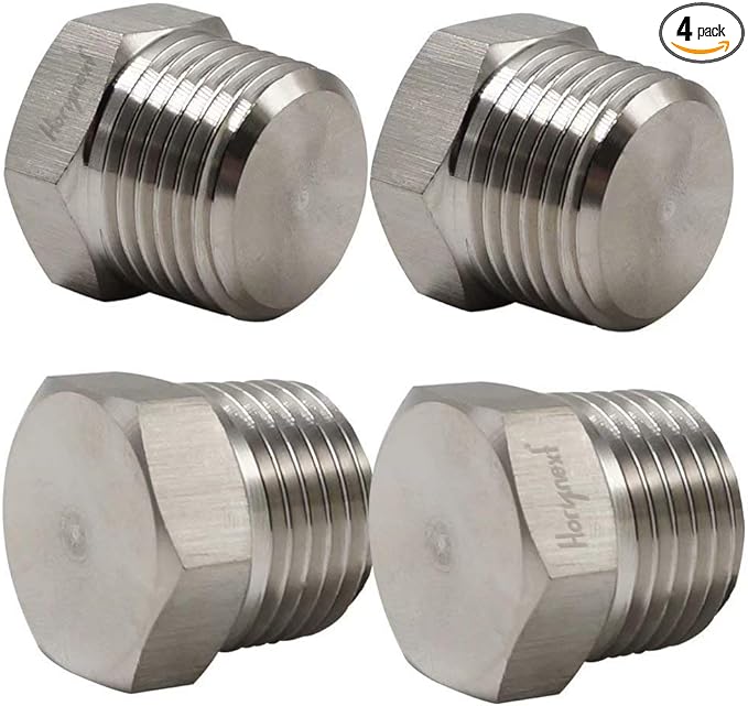 npt 1/2 stainless steel Male Thread hex Head water Pipe Plug, adapt to cap brass socket fitting manifold nut (Pack of 4)