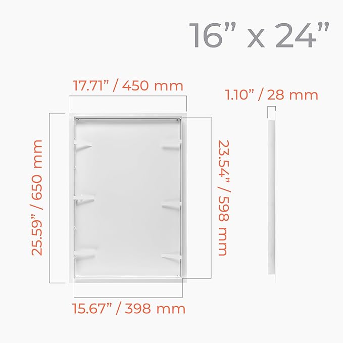 16x24 Inch White Access Panel – Metal Rectangular Wall & Ceiling Access Door for Plumbing Electrical HVAC – Easy Install Indoor Panel for Drywall Home Improvement and Maintenance