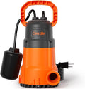 Cleartide Submersible Sump Pump with Tethered Float Switch, 1/3 HP Utility Water Pump,100% Copper Motor, Electric Drain Pump Handles 3/8" Solids, 10 FT Cord