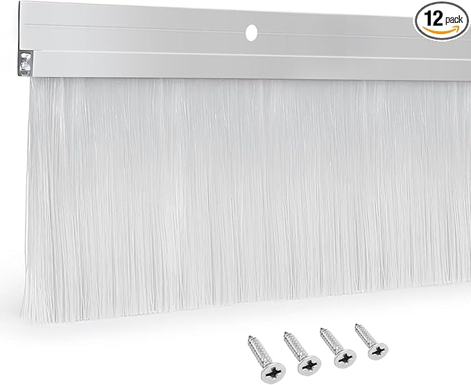 12-Set Door Brush Sweep – 2.80" x 39.3" CEPIA Garage Door Seal –White Roll Up & Exterior Door Sweep for Bottom Gap Protection (472 in / 12000 mm)