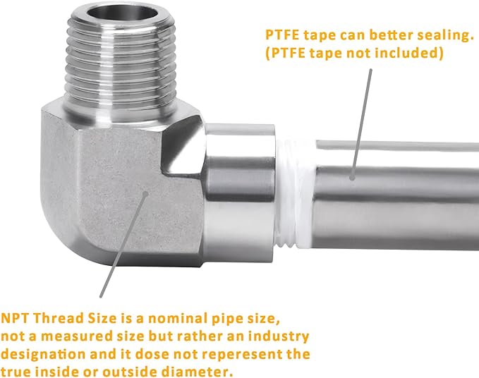 90 Degree Street Elbow - 1/2" NPT Male to 1/2" NPT Female Stainless Steel 304 Heavy Duty Forged Barstock Street Elbow Adapter Pipe Fitting (pack of 2)