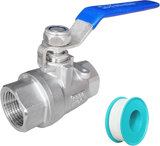 1 Pack Full Port Ball Valve 1-1/4 NPT 304 Stainless Steel 2 - chip ball valve Female Heavy Duty WOG1000 for Water，Oil，Gas with Locking Devic (1-1/4", 1)