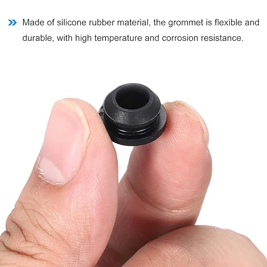 MECCANIXITY 20Pcs Snap Rubber Grommet Plug Mount Dia 9.5mm ID 6.5mm Narrow Groove Width 2mm Seal Anti-Scratch for Electrical Box Cable Pipes Black