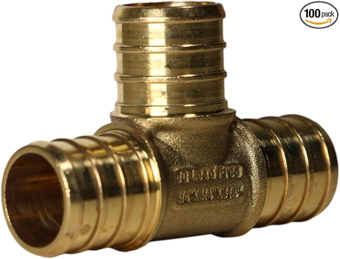 XFITTING 3/4 inch x 3/4 inch x 3/4 inch Pex Tee, Pex B Crimp Version 23-2-3=100X, 100 Pieces