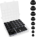 145 PCS Black Rubber Plugs, 8 Sizes of Round Hole Rubber Plugs, Round Hole Silicone Plug Snap Locks, Suitable for Automobiles and Furniture.