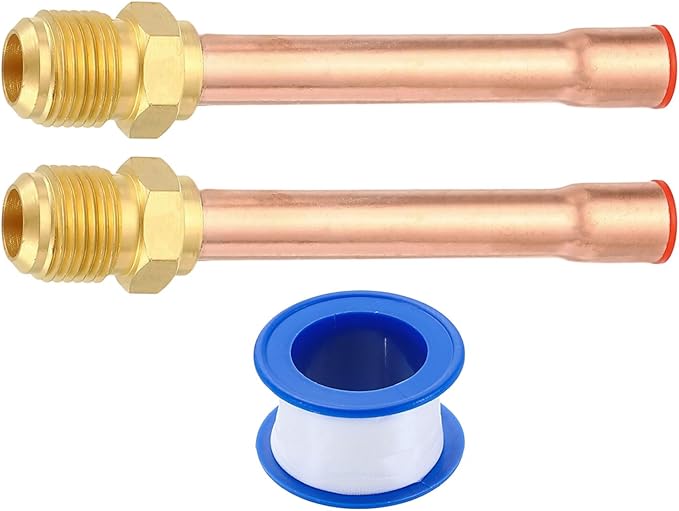 uxcell Brass Pipe Fitting, 3/8 SAE Male Thread x 3/8" OD Flare Connector with Copper Tube for HVAC System Air Conditioner Refrigeration