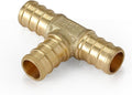 HeSun 50-Pack PEX Fittings, 1/2"x1/2"x1/2" Pex Tee, Brass Crimp Fitting for Pex Pipes, ASTM F1807