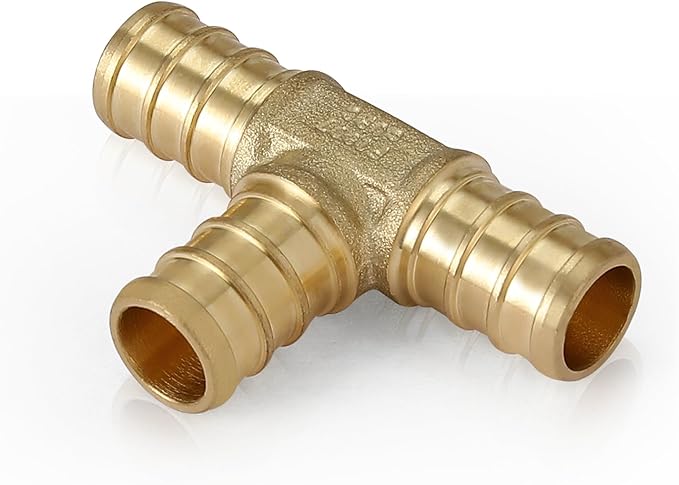 HeSun 30-Pack PEX Fittings, 1/2"x1/2"x1/2" Pex Tee, Brass Crimp Fitting for Pex Pipes, ASTM F1807