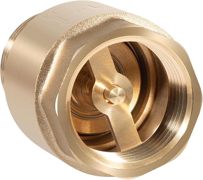 One Way Brass Check Valve, 1" NPT male in/ 1" FNPT out, Heavy Duty Prevent Backflow Water Check Valve Suitable for Well Pump Irrigation System Water Supply System, Replace for SP0465X-100 (1 Pack)