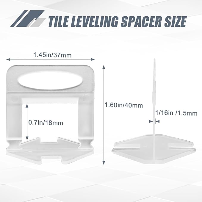 Storystore Tile Leveling Clips Tiles Leveler Spacers - 500 Spacers Tile Leveling System 1/16 Inch Clips Lippage Free Tile and Stone Installation for PRO and DIY