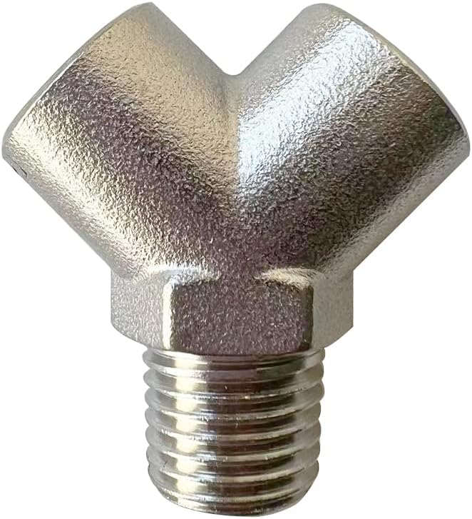 Nickel Plated Brass Pipe Fitting Wye Tee Y Shape 3 ways Connector, 1/4" NPT Female x 1/4" NPT Female x 1/4" NPT Male, Pack of 2
