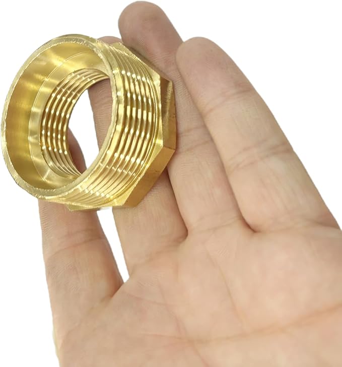 1-1/2" NPT Male x 1" NPT Female Brass Reducer Hex Bushing Threaded Pipe Fitting Reducing Adapter Pack of 1