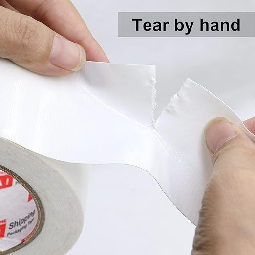 Duct Tape Heavy Duty - White Tape Duct 2 Inches x 30 Yards 3 Pack, 8.27 mil, Strong, Flexible, No Residue, All-Weather and Tear by Hand - for Repairs, Industrial, Professional Use