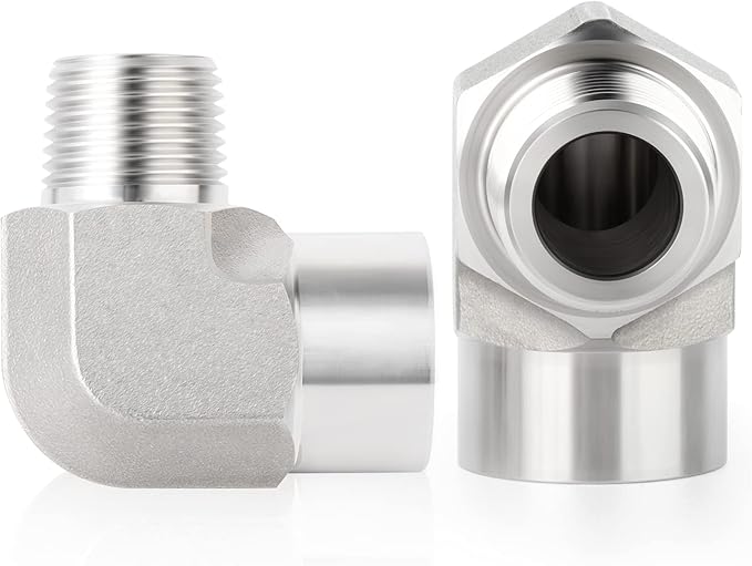 TAISHER 2PCS 304 Stainless Steel 90 Degree Barstock Street Elbow, 1/4 Inch NPT Male Pipe to 1/4 Inch NPT Female 304 Stainless Pipe Fitting