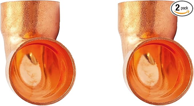 2Pcs 1 Inch ID 0.8mm Thick Pure Copper 90 Degree Elbow, Short Radius Pipe Fitting with Sweat Solder Connection for Plumbing HVAC Refrigeration System