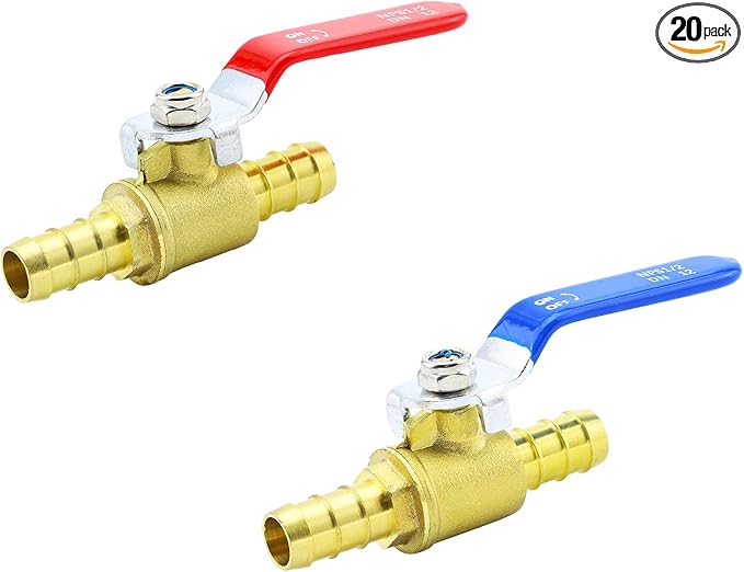 1/2 Inch PEX Ball Valves,2 Pcs PEX Brass Full Port Shut Off Ball Valve, Brass Full Port Quarter Turn Crimp Pex Valves for Hot and Cold Water