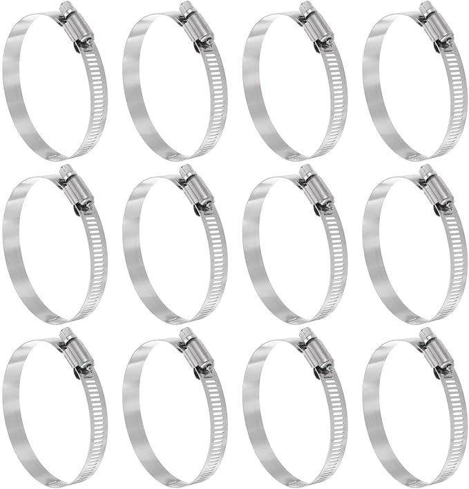 HARFINGTON 12 Pcs Hose Clamp 2-5/16"-3-1/4" (59-82mm) 304 Stainless Steel Adjustable Worm Gear Hose Clamp with Phillips Screw Assortment Kit for Fuel Line Pipe Plumbing Automotive Tube