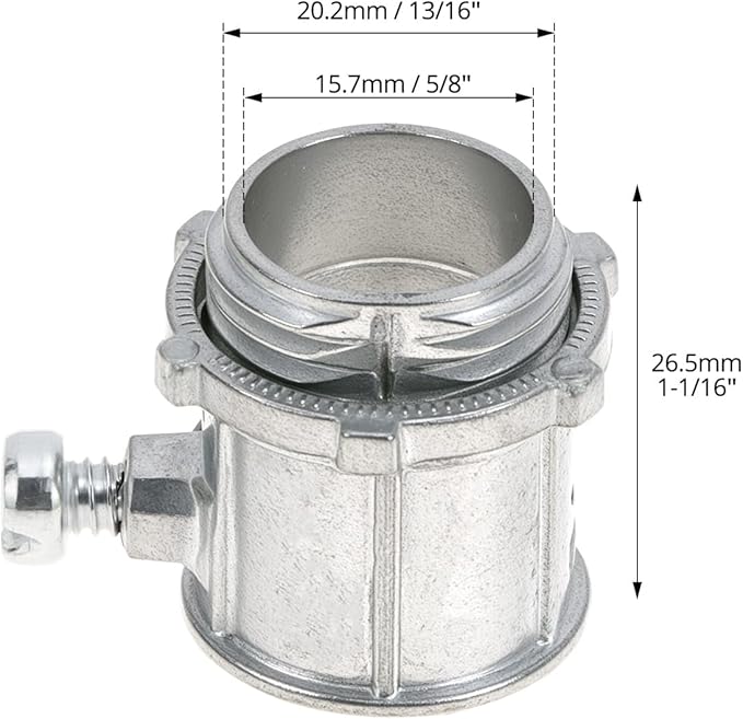 QWORK EMT Set Screw Connectors, 1/2" Zinc Die Cast, 25 Pcs Electrical Conduit Fitting, High Voltage & Easy Installation for EMT Conduit