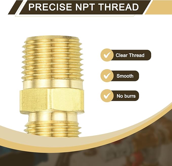 uxcell Brass Tube Fitting, 3/8O.D x 3/8NPT Brass Flared Pipe Adapter Fittings Reducing Nipples Connector, Half Union Gas Adapter for Pipe Connections, Hydraulics, Refrigeration