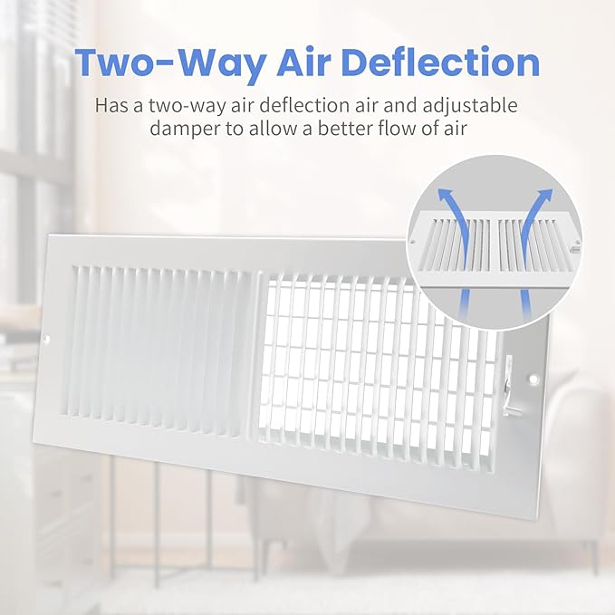 16 x 6 Inch [Duct Opening] Air Vent Covers for Wall or Ceiling - High Airflow 2 Way Steel Ventilation - Adjustable Wall/Ceiling Register, 17-3/4 Inch x 7-3/4 Inch [Overall Dimensions]