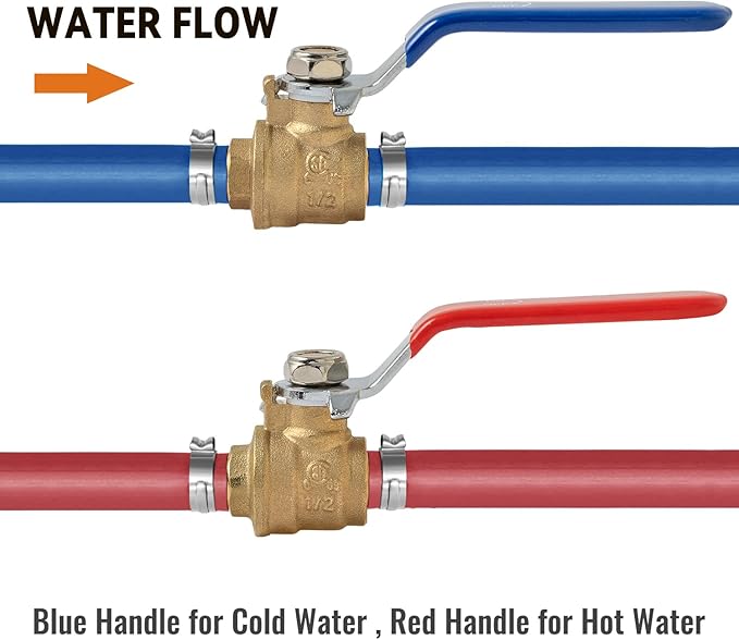 SUNGATOR 6-Pack Pex Ball Valve 1/2 Inch, Full Port 1/4 Turn Crimp Pex Shut Off Valve for Hot and Cold Water, UPC Certified