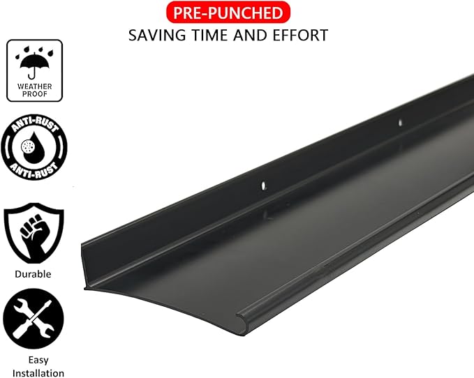 Extra Wide 5.12" W Door rain drip Guard Overhead,43.3" L Aluminum drip Cap for Exterior Doors Window Top,rain drip Edge Flashing,Water Deflector,rain Diverter,Anodized Black 1PCS