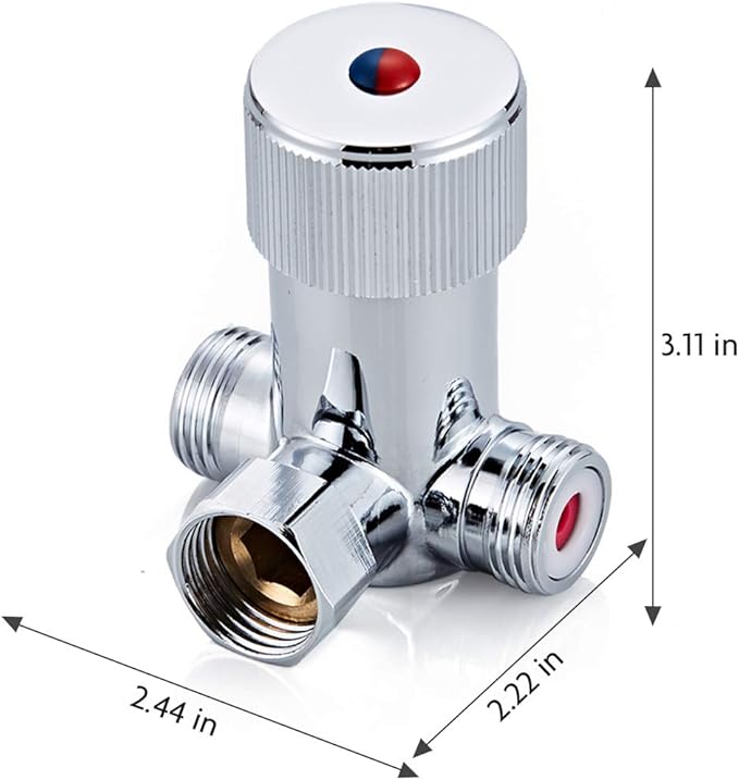 Solid Brass DN15 1/2" Hot and Cold Water Mixing Valve for Touchless Sensor Faucet,Temperature Adjustable Automatic Faucet Water Mixer Valve with Check Valve…
