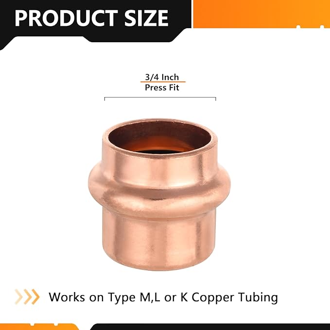 100-Pack HeSun Copper Press End Cap(Plug), 3/4" Pressure Fittings, Press Fit for Copper Tube Connection(PRESS011-100)