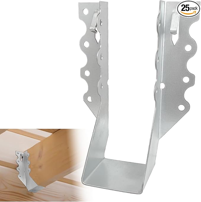 [25 Pack] 2x6 Joist Hanger, 18 Gauge LU26 Galvanizing Face Mount Joist Hangers, Wood Hurricane Ties, Rafters Tie