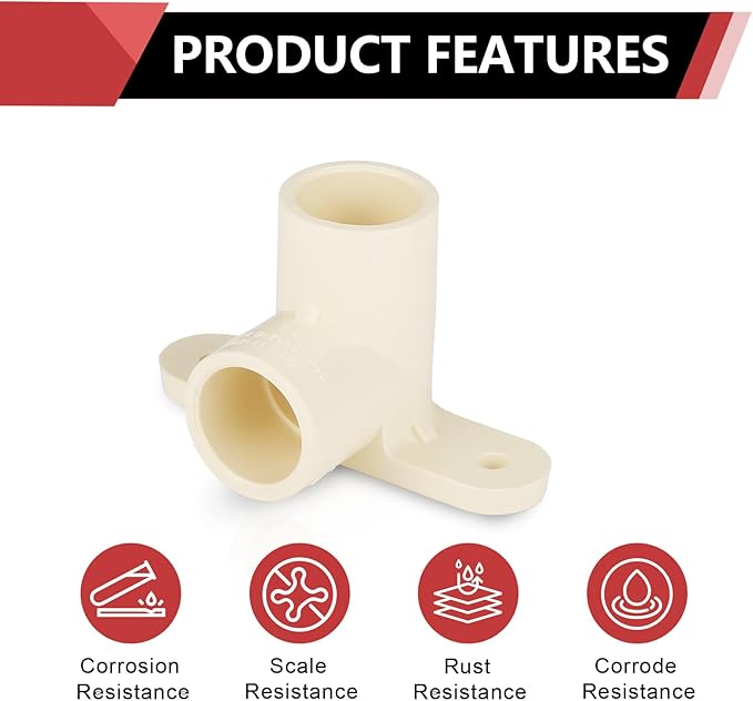 (Pack of 10) EFIELD CPVC Pipe Fitting, 3/4"Slip x 3/4"Slip CPVC-CTS 90-Degree Drop Ear Elbow(Wing Elbow),(CPVC047-10)