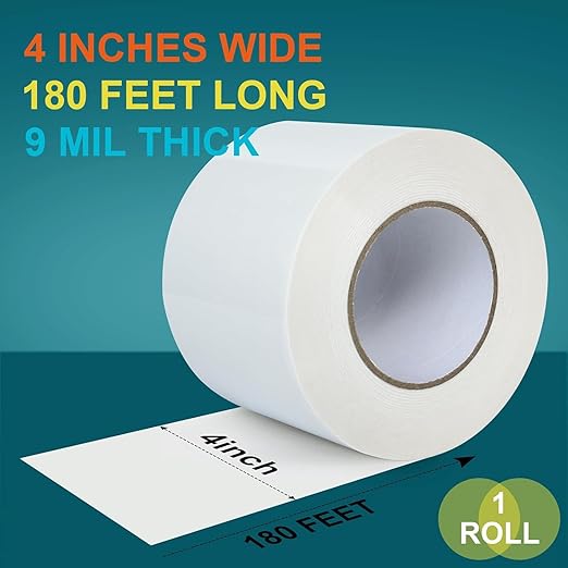 Golden Fox Vapor Barrier Tape, 2 Pack 4'' x 180' Roll, 9 Mil White Polyethylene Moisture and Vapor Barrier Seam Tape for Crawl Spaces, Marine Use, Insulation Tape, Underlayment & More, Waterproofing