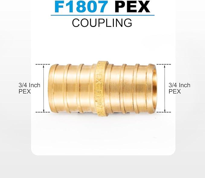 WMAXPFIT(15 Pack) 3/4 Inch PEX Coupling F1807, LF Brass crimp fitting for PEX-b pipe