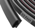 23 Feet Rubber Weather Stripping Door Seal Strip, Self-Adhesive Backing D-Shape Door Weatherstripping for Door Frame Insulation Large Gap, Easy Cut to Size(Blak)