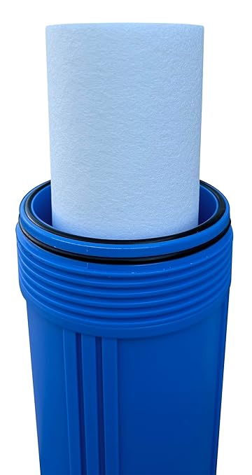 Whole House Water Filter Housing, 20" x 4.5" - Fits Sediment, Carbon or GAC Filters for Well or City Water, 1" NPT Ports, Pressure Release, Wall Mount & Wrench