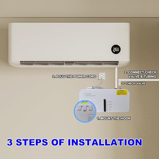 Small HVAC Condensate Pump,110V Indoor Ultra Quiet 25dB Air Conditioner Pump,Removal Drain Condensate for Dehumidifier,Ice Maker,Furnace,33ft Head Lift,Fit for 1-3HP AC Unit,ACP-1