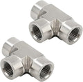 Metalwork 304 Stainless Steel Pipe Fitting Forged Tee 1/4" NPT Female 2 Pcs