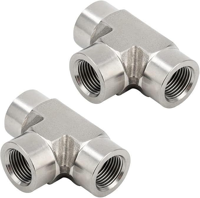 Metalwork 304 Stainless Steel Pipe Fitting, Forged Tee, 3/8" NPT Female x 3/8" FNP x 3/8" NPT Female, 2 Pcs