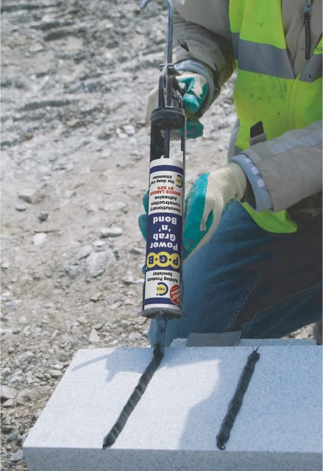 PGB Power Grab n Bond TRIBRID Technology Contact Adhesive - Strong Construction Bonding - Glass, Mirror & Tile Adhesive - Cartridge - Grey - 290ml