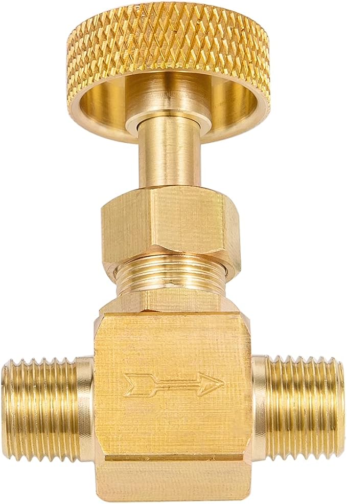 2 Piece Heavy Duty Brass Instrument Replacement Control Needle Valve 1/4" Npt Male X 1/4" Npt Male Connection