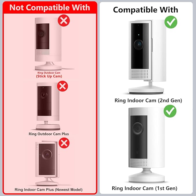 2 Pack Adhesive Wall Mount for Indoor Cam(1st Gen and 2nd Gen), Two Ways Easy Installation with Strong Tape and Screws, No Drilling, No Screws, Convenient and Practical Mount by ALERTCAM