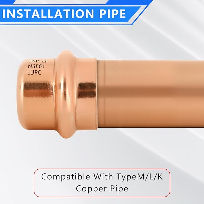 10-Pack YVSKM 3/4" Copper Press Cap, Lead-Free Copper Pipe Fitting End Cap for Press Plumbing Systems, Hot & Cold Water, HVAC & Potable Water Applications