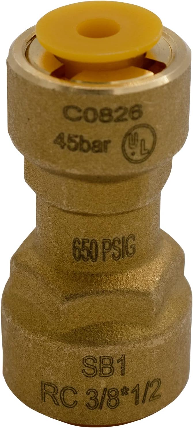 Supplying Demand SB1 3/8 x 1/2 Inch Reducer Quick Connect HVAC Brass Coupler Fitting