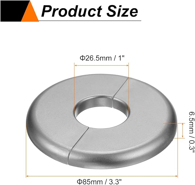 HARFINGTON 2pcs Wall Split Flange 26.5mm/1" Self-Adhesive Plumbing Cover Plates ABS Plastic Round Escutcheon Plate Buckle Design for Water Pipe Bathroom Kitchen Decoration, Gray