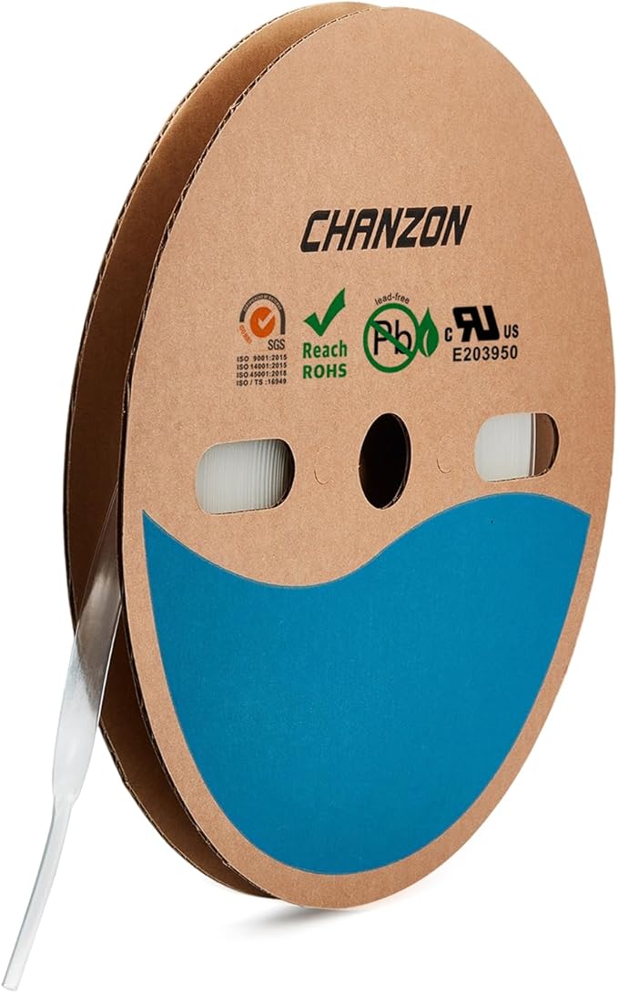 Chanzon 2:1 Ratio - 80Ft Roll - 1/4" (6mm) Heat Shrink Tubing 2:1(25M Total Length) Clear/Transparent Polyolefin Sleeving Wrap Shrinking 2 to 1 1pcs
