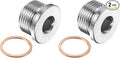 PATIKIL 2 Pcs M27 x 1.5 Metric Pipe Plug Fitting, 304 Stainless Steel Internal Hex Head Socket Pipe Cap Adapter Connector with Copper Washer for Sealing Oil Gas Water