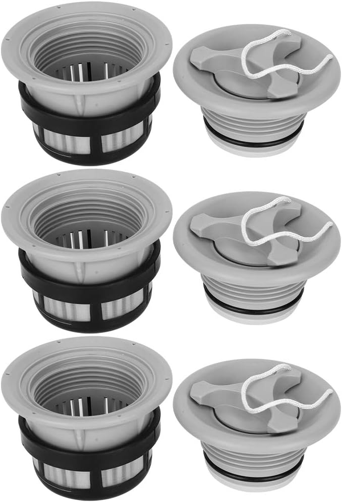 3Pcs Air Valve, Inflatable Tent Air Valve with Filter Mesh Accessory for Inflatable Tent Boat Kayaks(Gray) Rowing Supplies Air Tumble Track Valve Spiral Air Plug Air Valve Replacement
