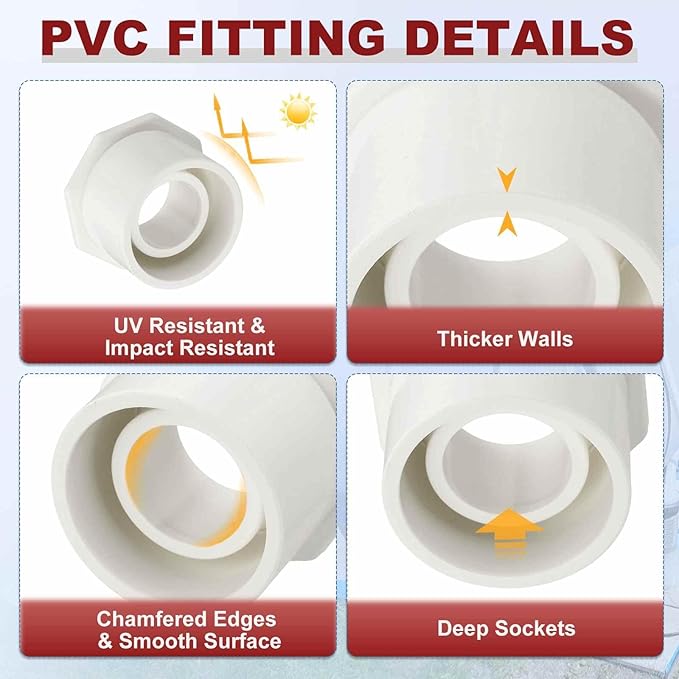 25Pcs 1 1/2" x 3/4" PVC Reducer Bushing Fitting, SCH40 (Spigot x Socket) Furniture Grade PVC Pipe Fitting, Reducer Bush Adapter for Home Sewer Plumbing, Industrial, Pipe Connection
